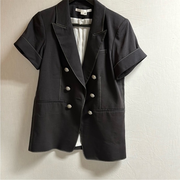 Veronica Beard Hastings Dickey Button Linen Blend Jacket Dark Navy Blue size 10 - Picture 7 of 16